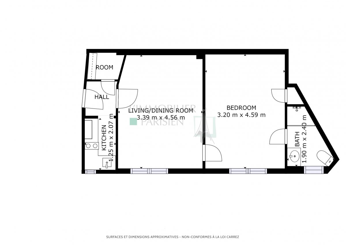 Vente Appartement  2 pièces - 38.35m² 75018 Paris 18